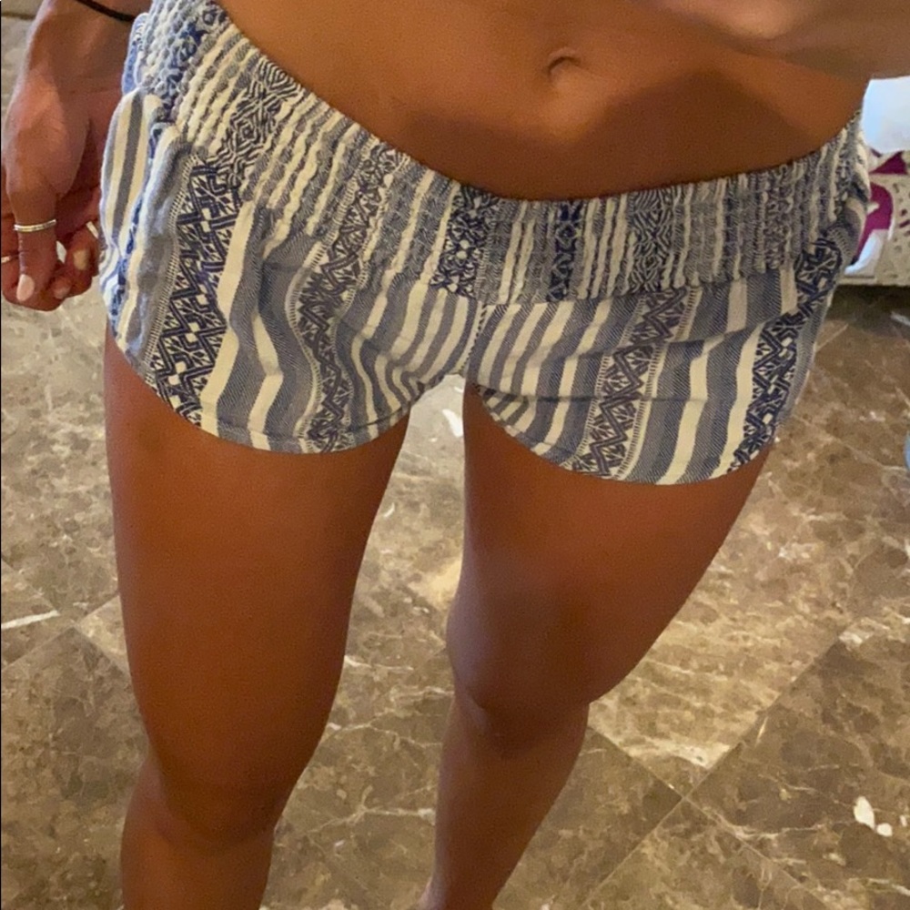 Blue and white striped rip curl shorts